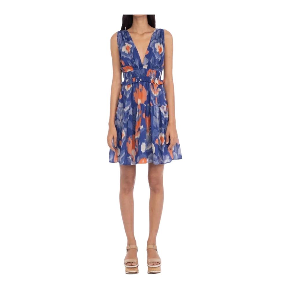 Banjanan dress Victoria Ikat Print sleeveless blue Large L